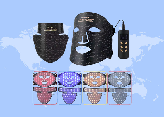 4色 シリコン フルフェイス マスク 皮膚ケア 脱毛 紫外線 LEDライト
